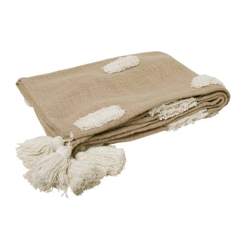 J.Elliot Quinn Textured 130x160cm Cotton Throw - Sandstone & Ivory
