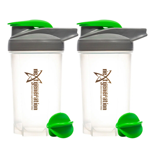 2PK Next Generation Supplements Shaker Bottle Green 500ml