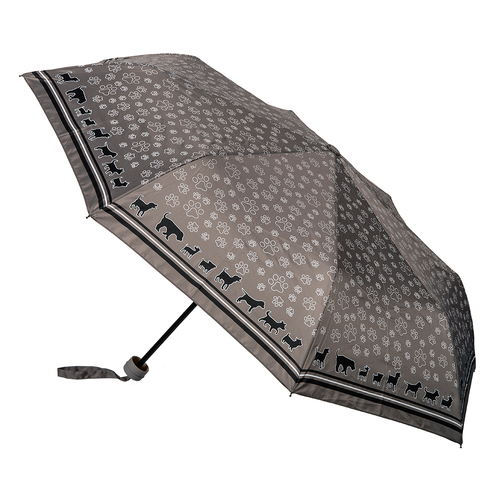 Clifton Women's Folding 97cm Black Dog Paw Print Umbrella - Grey
