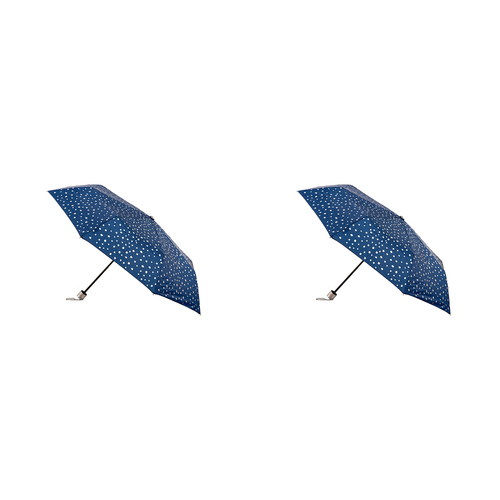 2PK Clifton UPF50+ Navy w/ Silver Spots Print Mini Maxi Umbrella