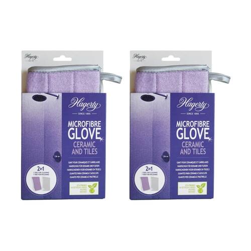 2PK Hagerty Cleaning Products Microfibre Gloves for Tiles/Ceramic