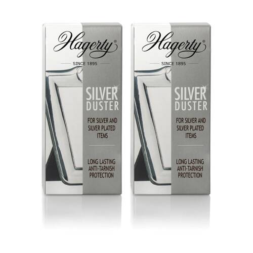 2PK Hagerty White Line Silver Duster Cloth Metal Anti-Tarnish Protection 30x36cm