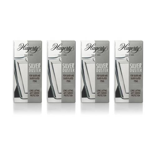 4PK Hagerty White Line Silver Duster Cloth Metal Anti-Tarnish Protection 30x36cm