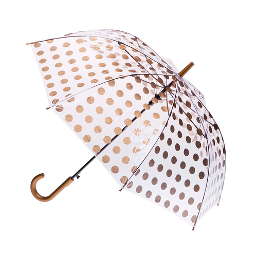 Clifton Women’s Walking 98cm Auto Open Clear Umbrella - Gold Spots
