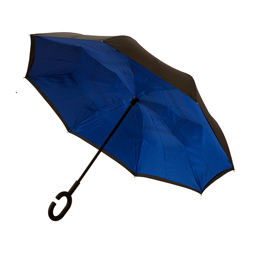 Clifton Outside-In Reverse Cover 107cm Windproof Umbrella - Black/Blue