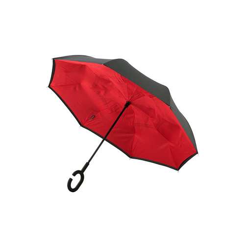 Clifton Outside-In Reverse Cover 107cm Windproof Umbrella - Black/Red