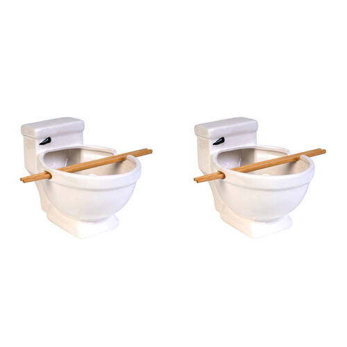 2PK Noodle Bowl W/Chopsticks Toilet Contemporary Novelty White Ceramic