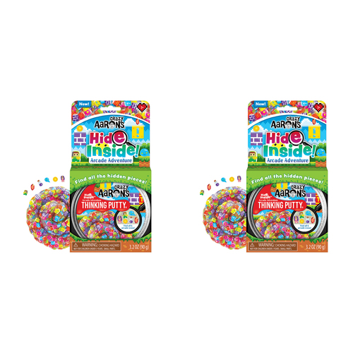 2PK Crazy Aarons Thinking Putty Arcade Adventure Hide Inside Toy 10cm 3y+