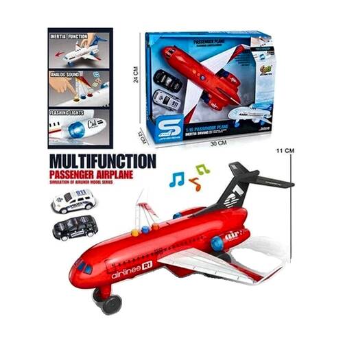 JSToys Airplane Friction w/2 Vehicles & Lights/Sounds Kids Model/Toy Assorted