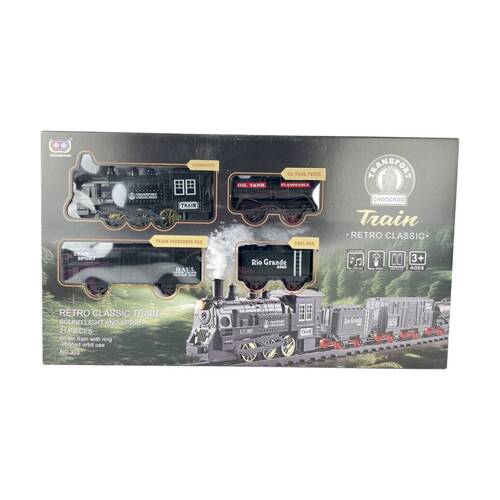 21pc ABT Retro Steam Train Set Electric With Lights And Sounds 3Y+