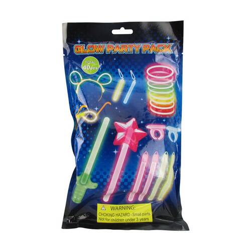 40pc ABT Glow Sticks Party Supplies Accessories Set Multicoloured