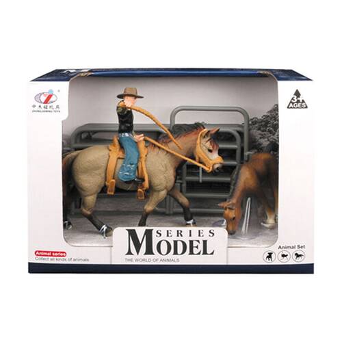 ABT Farm Animals Cowboy W/ Horse & Foal Set Accessories 3Y+ Assorted