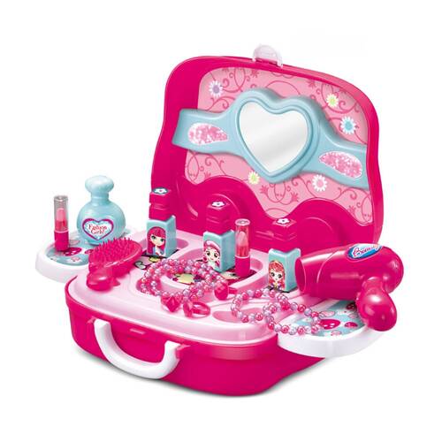 19pc ABT Kids Play Pretend Pink Beauty Set W/ Wheely Carry Case 3Y+