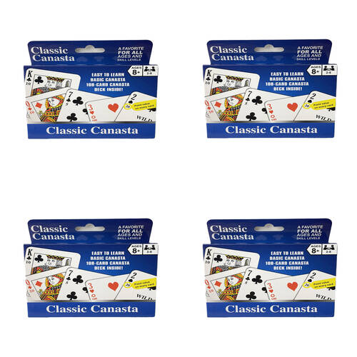 4PK Classic Canasta Playing Card Game w/ Value Points Poker Play Kids/Family 8y+