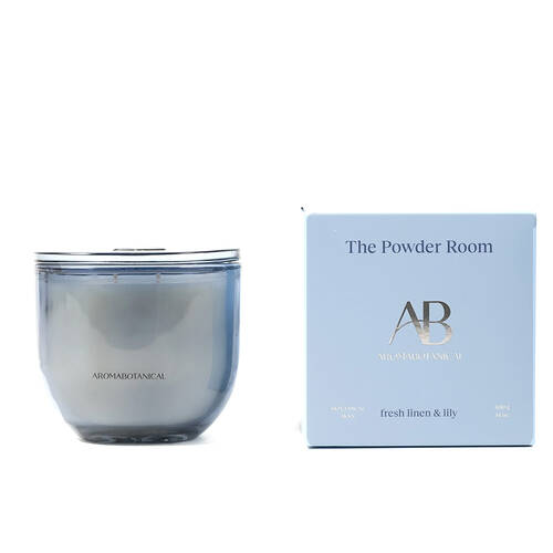 Aromabotanical Powder Room Fresh Linen Scent Home Fragrance Candle Jar 400g