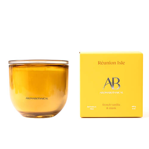 Aromabotanical Reunion Isle French Vanilla Scent Home Fragrance Candle Jar 400g