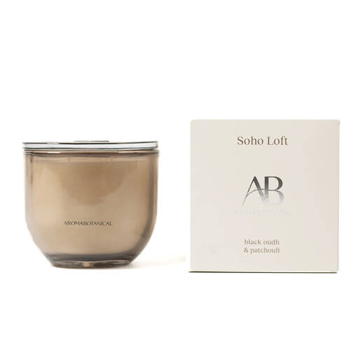 Aromabotanical Soho Loft Black Oudh Scent Home Fragrance Candle Jar 400g