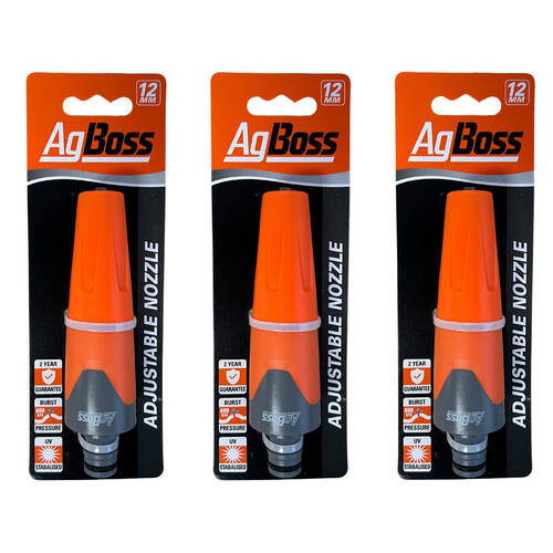 3PK AgBoss Anti-Leak Adjustable Gardening Spray Nozzle 12mm Orange and Black