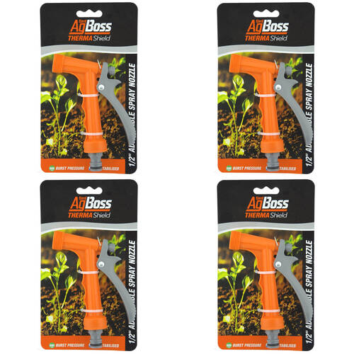 4PK AgBoss Plastic Gardening Spray Nozzle 1/2 Inch Orange and Black