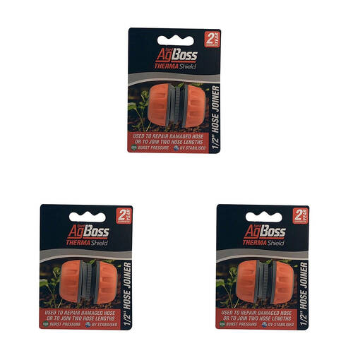 3PK AgBoss Gardening And Hose Mender/Joiner 1/2 Inch Orange and Black