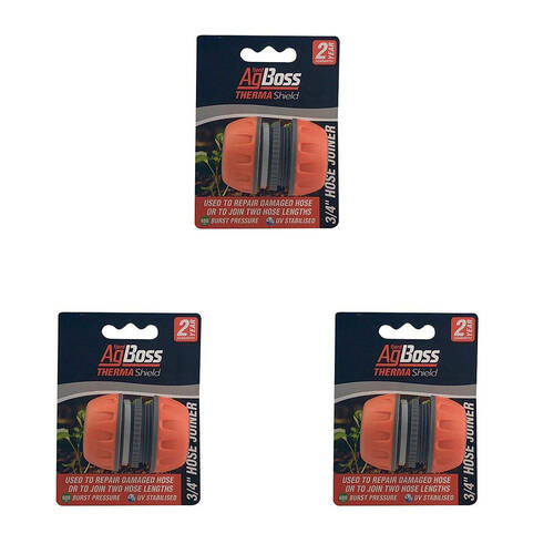 3PK AgBoss Gardening And Hose Mender/Joiner 3/4 Inch Orange and Black