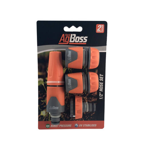 4pc AgBoss Gardening Hose Connector WIth Spray Nozzle Set 1/2 Inch