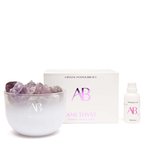 3pc Aromabotanical Crystal 50ml Potpourri & Oil Set - Amethyst