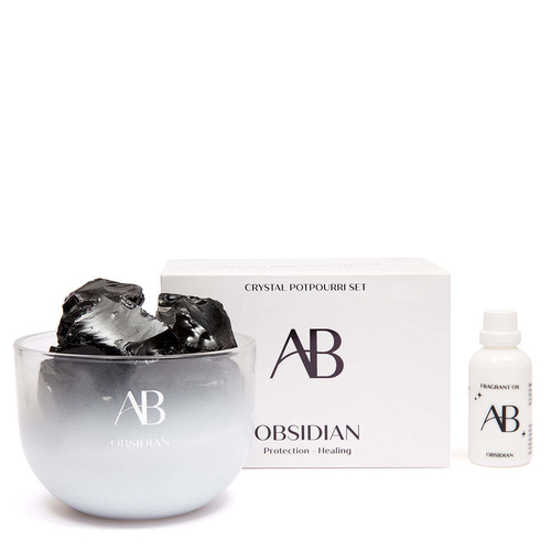 3pc Aromabotanical Crystal 50ml Potpourri & Oil Set - Obsidian