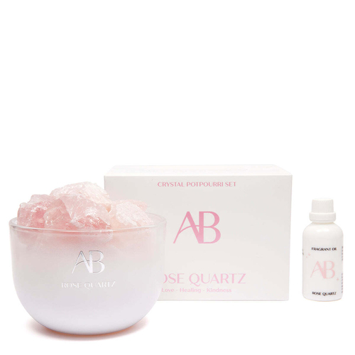 3pc Aromabotanical Crystal 50ml Potpourri & Oil Set - Rose Quartz