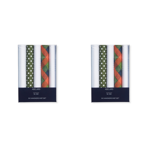 10pc Abelard Classic Mens Cotton Hankerchief Set - Green