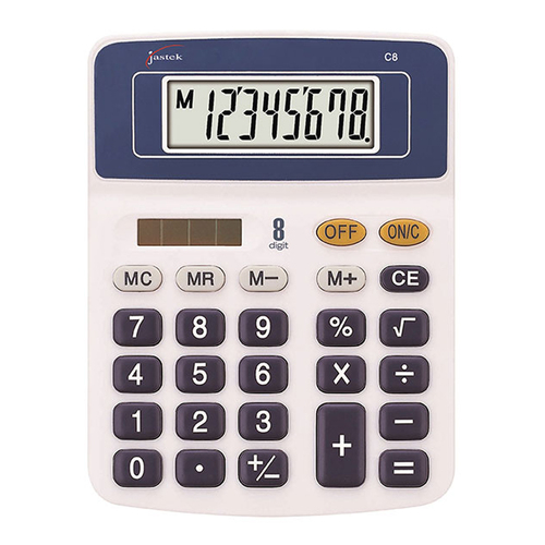 Jastek Compact Desktop 8 Digit Math Calculator Blue