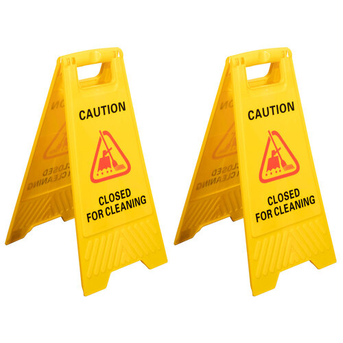2PK Cleanlink 62cm Safety Floor Sign Closed For Cleaning Yellow