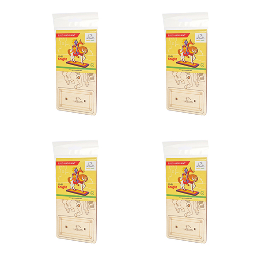 4x 8pc Ugears 3D Colouring/Painting Knight DIY Wooden Puzzle Kit/Model 5+