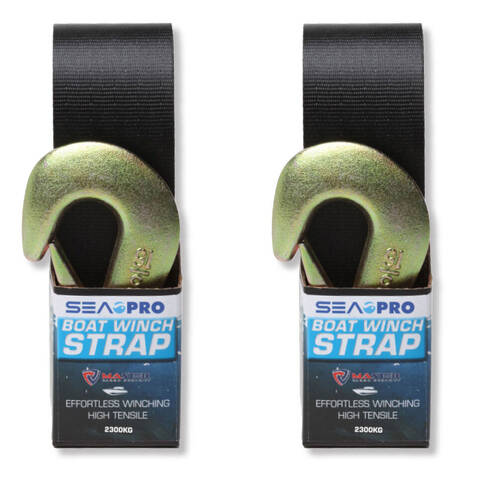 2PK Sea Pro Heavy-Duty Boat Winch Strap High Tensile 2300kg - Black