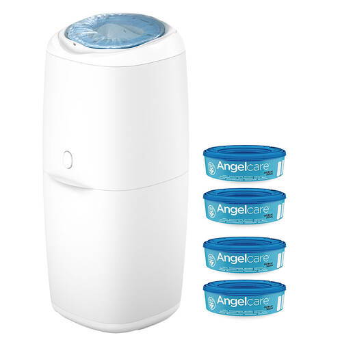 Angelcare Odour Seal Nappy Disposal System Starter Kit w/ 4 Cassettes