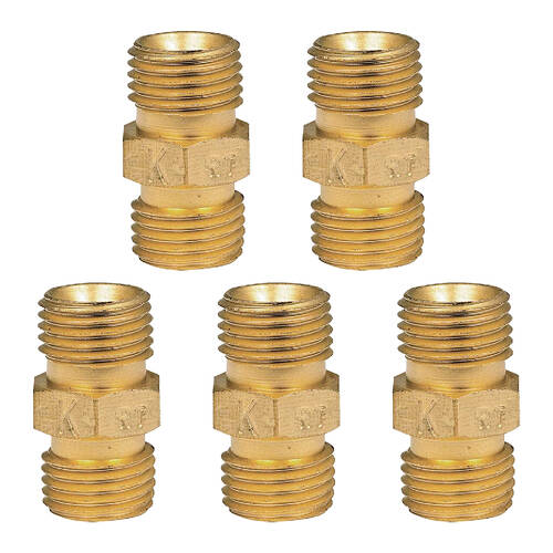5PK Companion Brass 1/4" BSP Male To 1/4" BSP Male Gas Adaptor