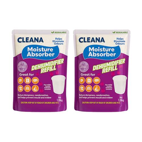2PK Cleana Dehumidifier Refil Mould Prevention 1.19kg Various Scents Assorted