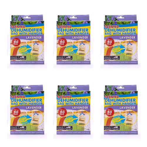 6PK Aussie Clean Scented Dehumidifier Bag w/ Hanger Assorted 175g - Lavender