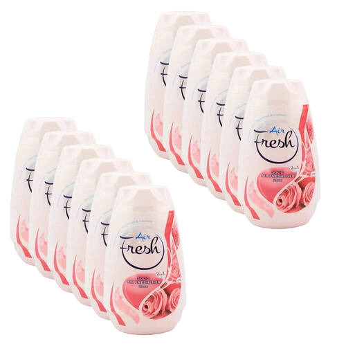 12PK Air Fresh Solid Gel Air Freshener Rose Odour Eliminator 170g