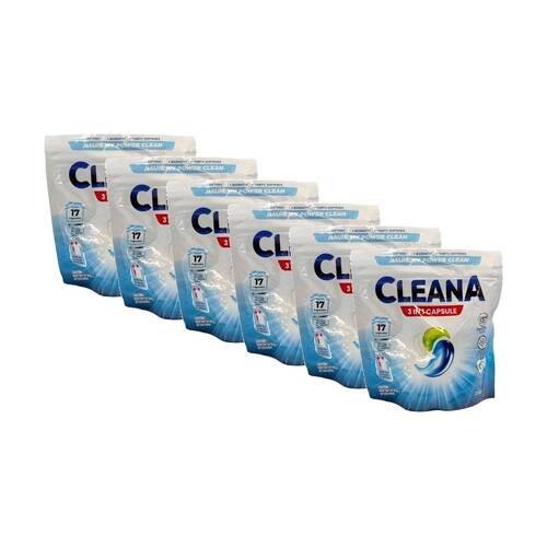 6x 17PK Cleana Laundry Pod 3-In-1 Capsule Detergent Cold Warm Water Safe 255g
