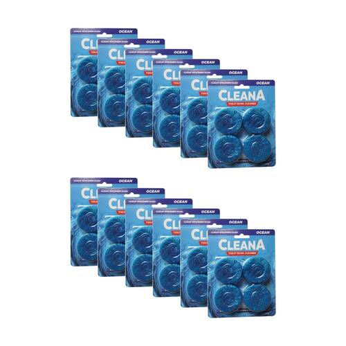 12x 4pc Cleana Toilet Blocks Bathroom Cleaner Tablets 50g Ocean/Pine Assorted