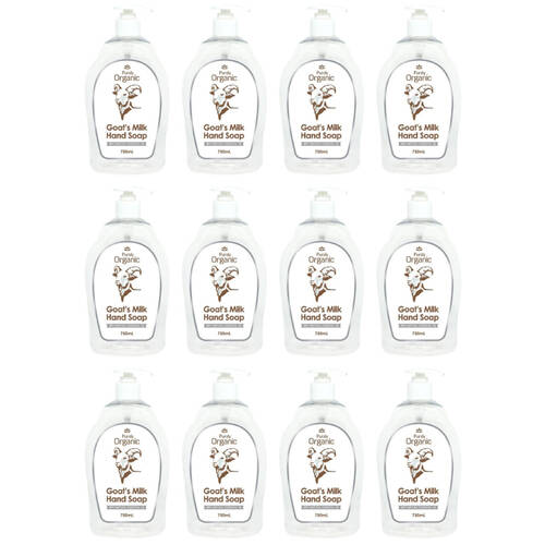 12PK Purely Organic Naturally Goat's Milk Liquid Hand Soap For All Skin Types 750ml