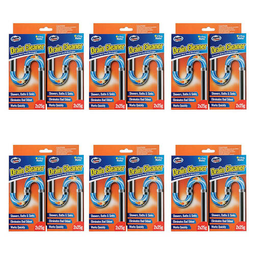 6x 2pc Aussie Clean Drain Cleaners Clog/Grease Remover 25g Twin Pack