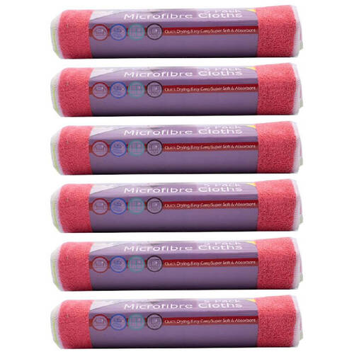 6x 5pc Aussie Clean Soft & Absorbent Microfibre Cloths 30x30cm - Assorted