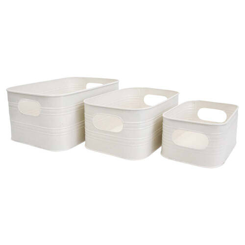 3pc LVD Metal Utility Box Set 29.5x19.5cm/:25x16.5cm/19.8x14cm Ivory