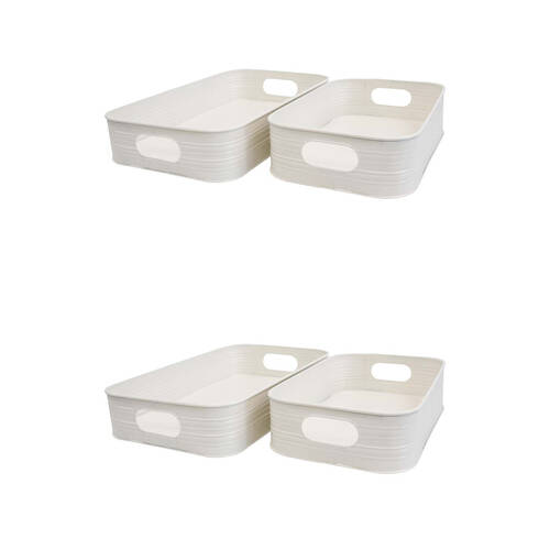 2x 2pc LVD Metal Decorative Serving Tray Set 39.8x24.8cm/32.5x20.8cm Ivory