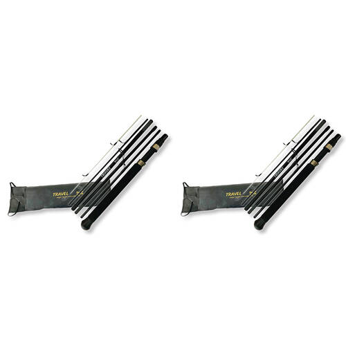 2x 6pc AFN Eurocor Travel Compact Telescopic Fishing Rod 7 feet - Black