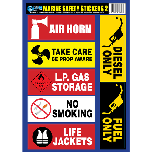 AFN Marine Safety UV Vinyl Boat Warning Stickers 2