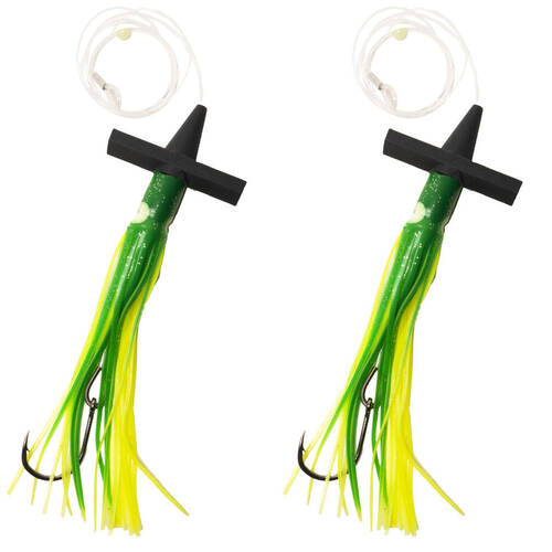 2PK Sea Pro Skirt Teaser Rigged Offshore Trolling Fishing Teaser 9 In - Green