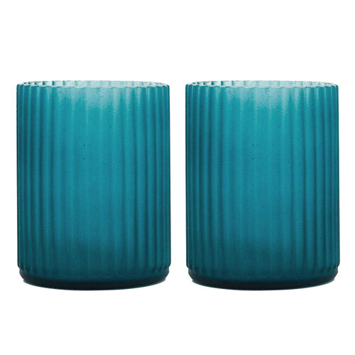 2PK Rayell Votive 17cm Tall Glass Candle Holder - Teal